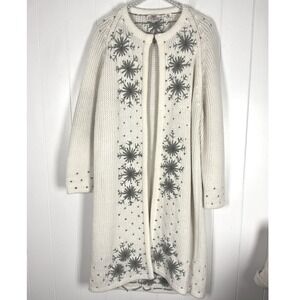 VTG Phoenix Tokyo‎ Cardigan Gray and Cream Open Front Cottage Core Size Medium